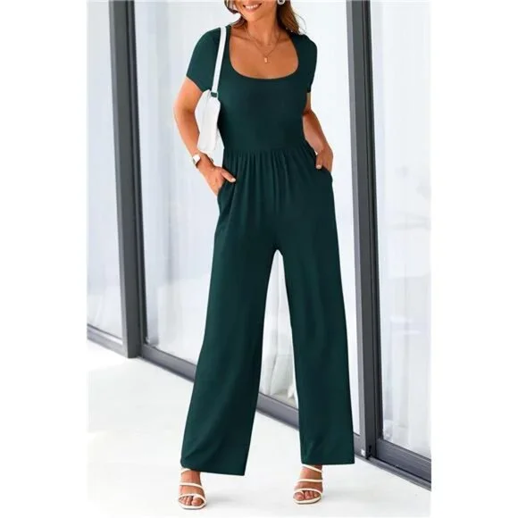 Women's Summer One Piece Jumpsuits Dressy Casual Short Sleeve
